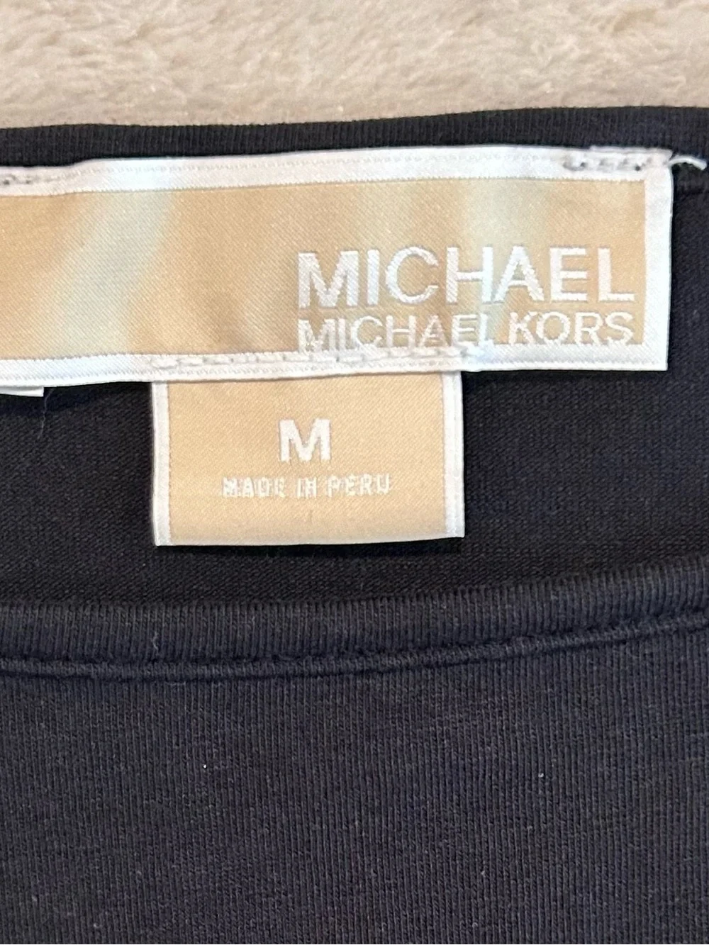 Michael Kors Black Ruched Sleeve Stretch Top Women’s Medium